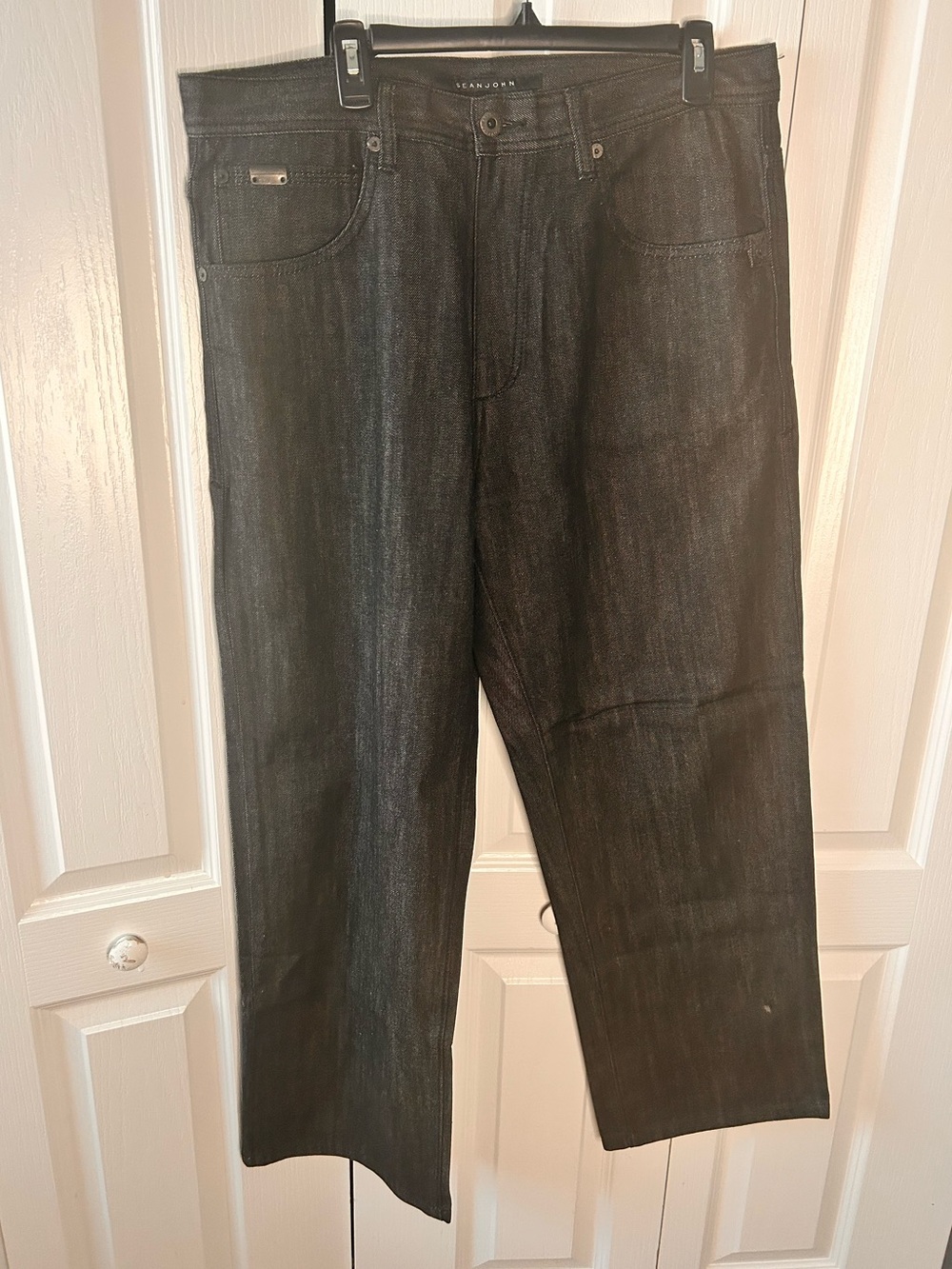 Sean John Men's Size 34 Black‎ Dark Relaxed Straight Leg Cotton Jeans Inseam 31”
